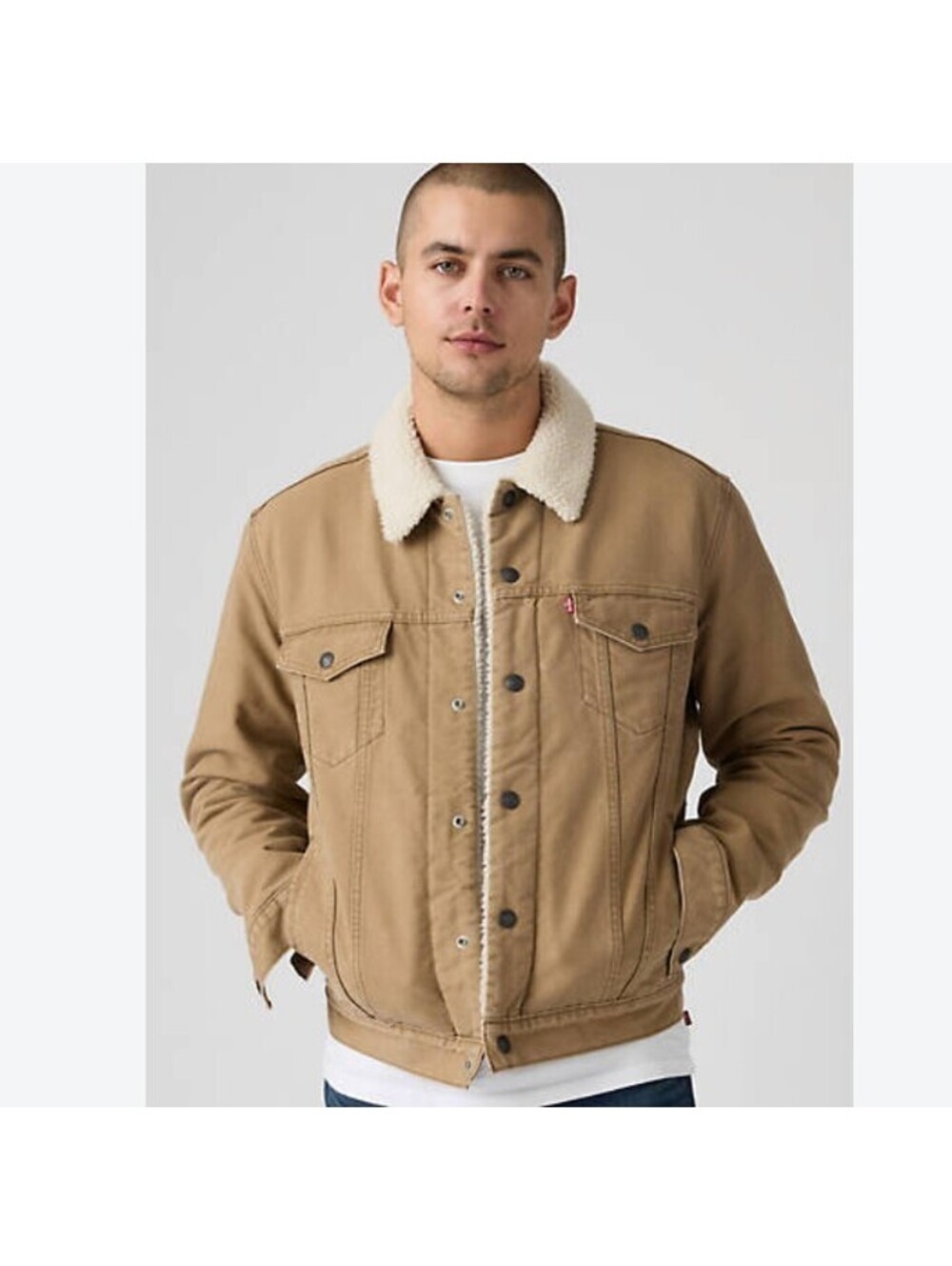 Levi's sherpa-lined tan trucker jacket size M